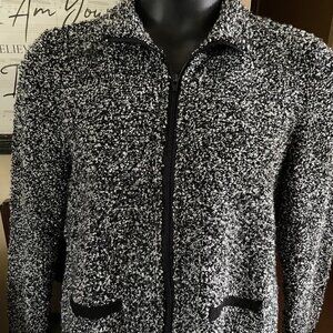 Leslie Fay Jacket Black & White - Size Petite Large